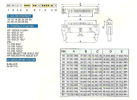 2.54mm EH01A2 Series pop-up connector