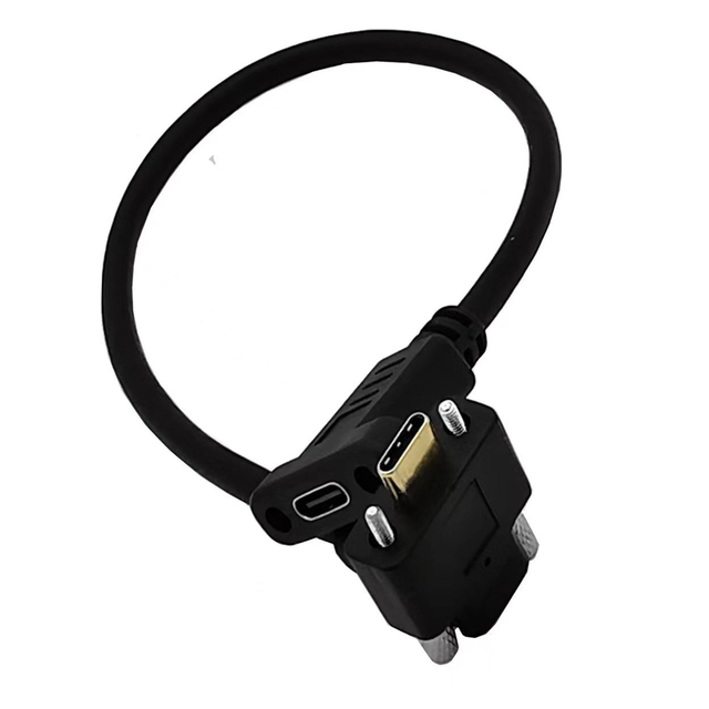 Elbow male to female USB3.1 Type-c transmission cable with screw hole