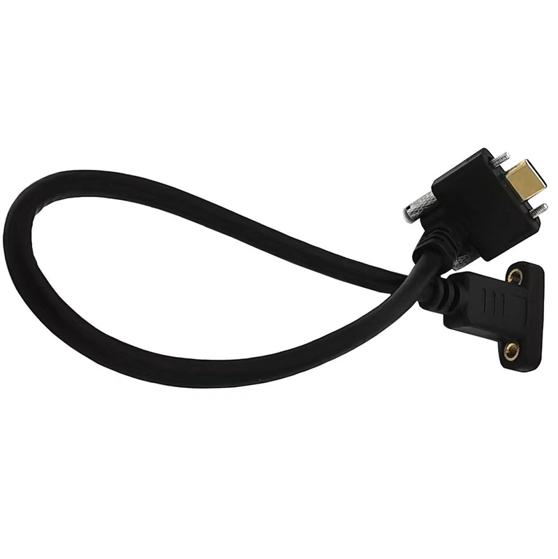 Elbow male to female USB3.1 Type-c transmission cable with screw hole