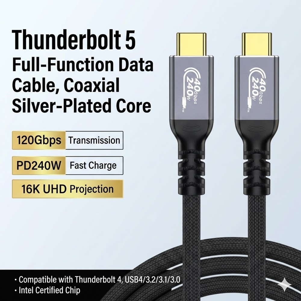 Intel Certified Thunderbolt 5 Full-Function Data Cable