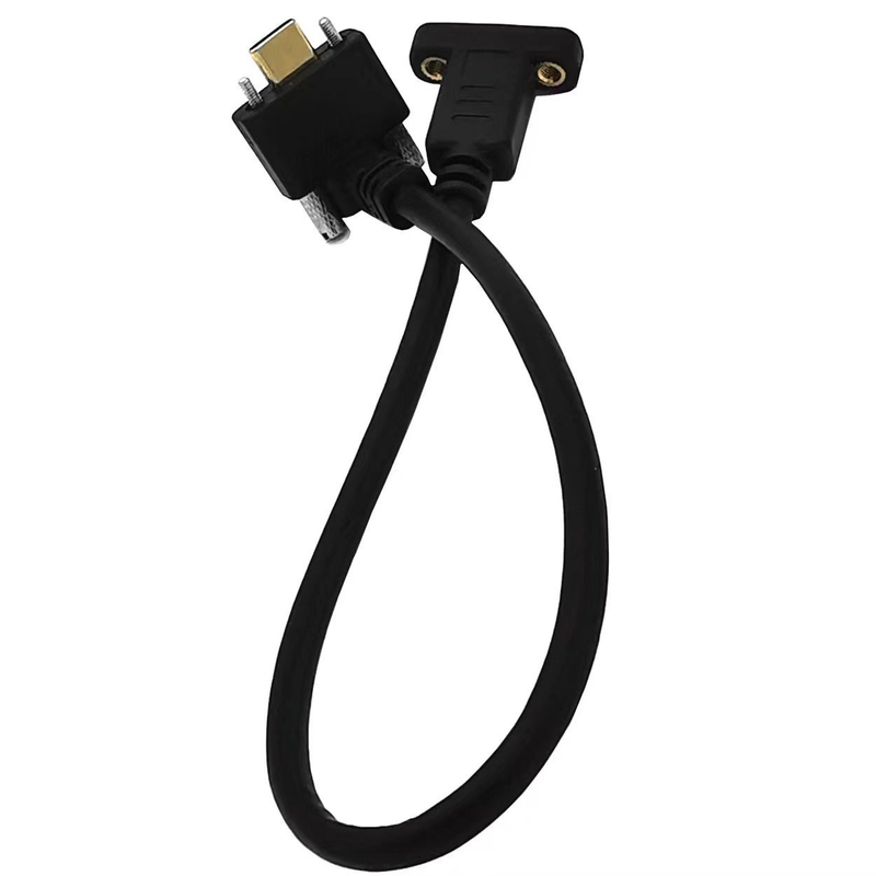 Elbow male to female USB3.1 Type-c transmission cable with screw hole