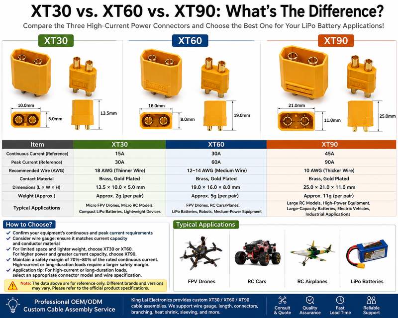 XT30, XT60 and XT90 High-Current Power Connectors