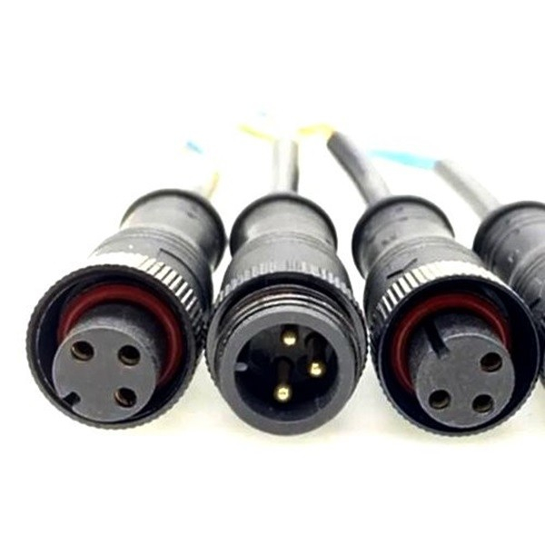 M12 A-coded 3-pin male/female connector PCB mounting