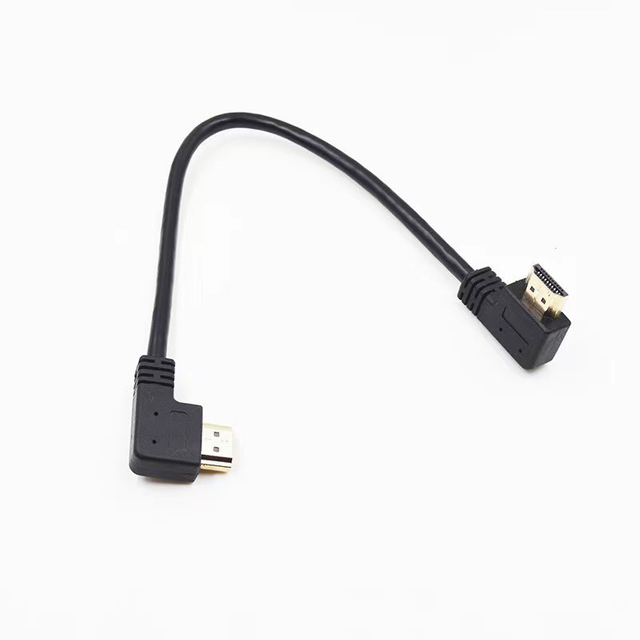 Double right-bent HDMI 2.0 male-to-male audio-visual cable