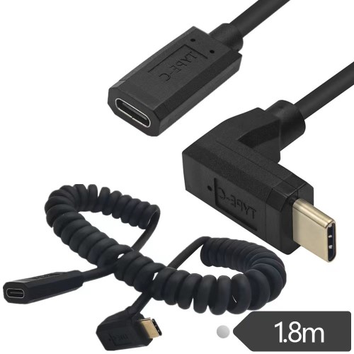 1.8M male to female USB Type-C3.1 coiled high-speed transmission cable