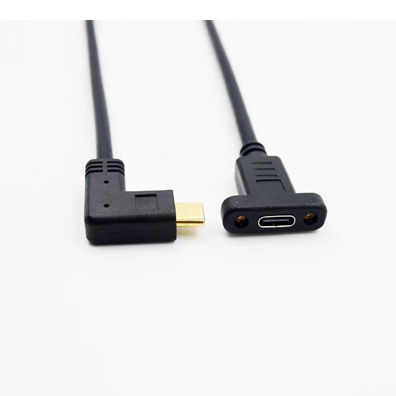 USB 3.1 Type C male 90 degree elbow/C female keyhole transmission cable