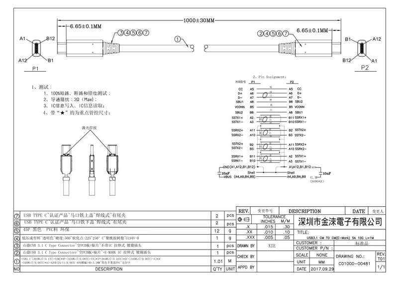 USB3.1 CM TO CM (E-Mark) cable