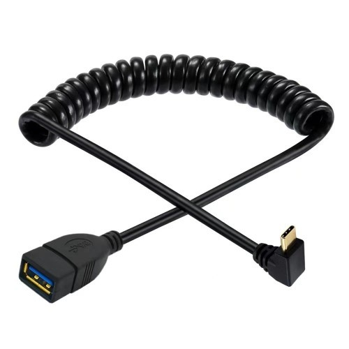 USB 3.0 A female-C male elbow telescopic spring transmission cable
