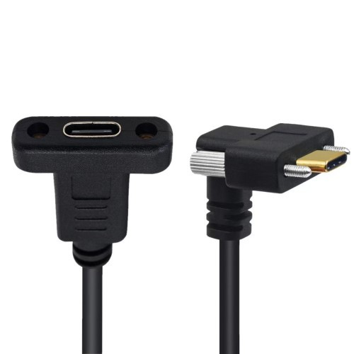 Elbow male to female USB3.1 Type-c cable with screw hole