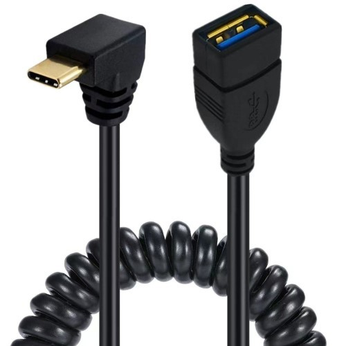 USB 3.0 A female-C male elbow telescopic spring transmission cable