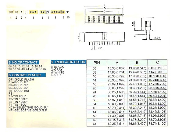 2.54mm BH01A2 Series box joint connector
