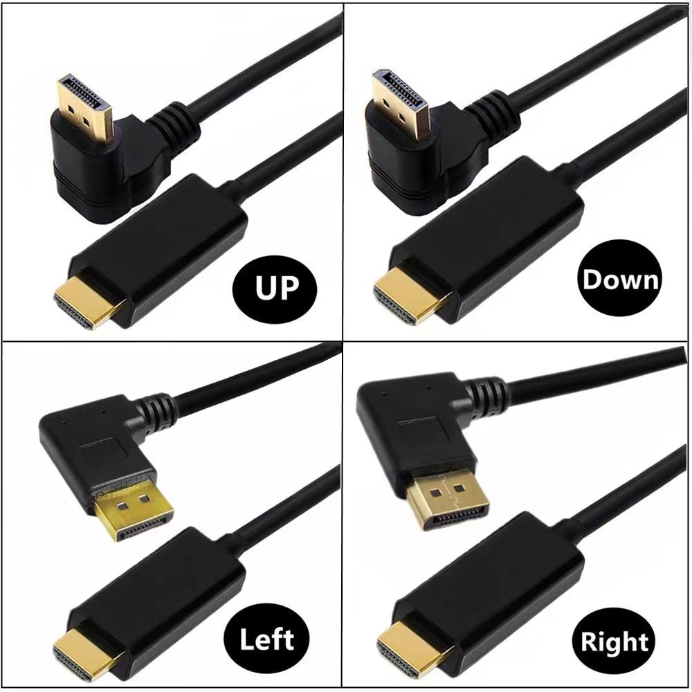 DP Male to Male 90 Degree Right Angle Up, Down, Left and Right HDMI Conversion Head