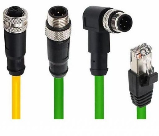 M12 A-coded 3-pin male/female connector PCB mounting