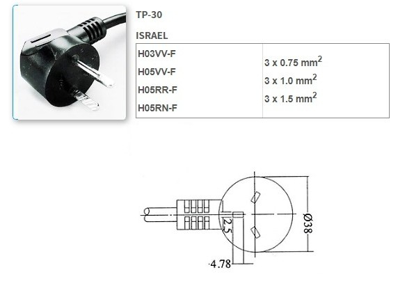 TP-30 Israel standard power cord
