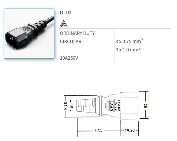 TC-02 Australia/New Zealand standard power cord