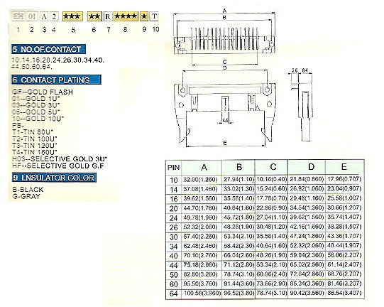 2.54mm EH01A2 series female/pin header