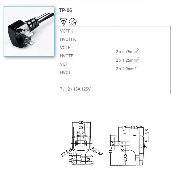 TP-06 Japanese Standard Power Supply Cords