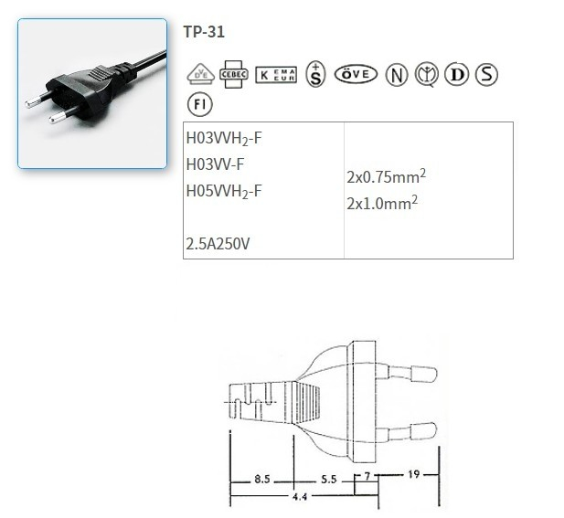 TP-31 European standard power cord