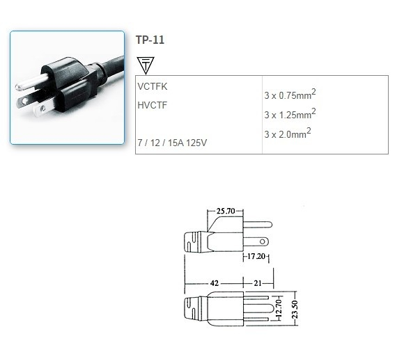TP-11 Japanese Standard Power Supply Cords