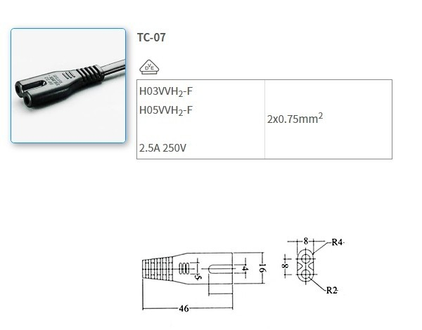 TC-07 European standard power cord