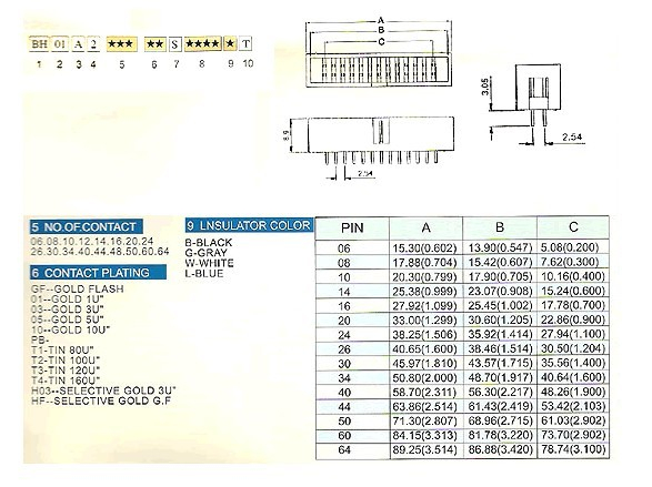 2.54mm BH01A2 series female/pin header
