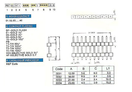 2.00mm PH01C1 series female/pin header